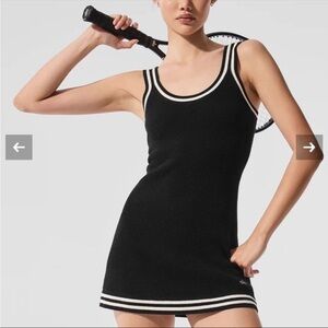 Alo yoga tennis club sweater knit dress in black